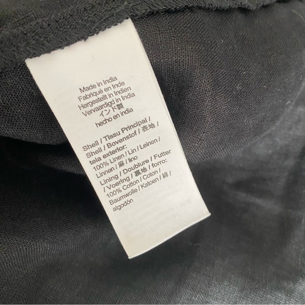 J. Crew Black Linen Smocked Puff Sleeve Dress size medium - Picture 7 of 8